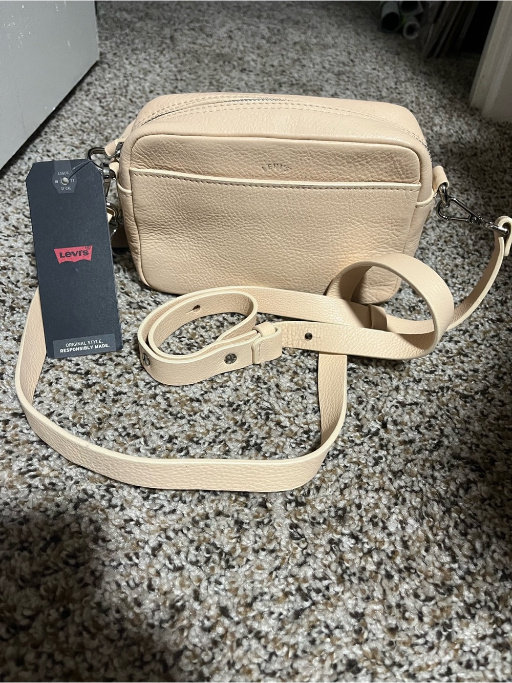 Levi Light Beige Leather Crossbody - NWT